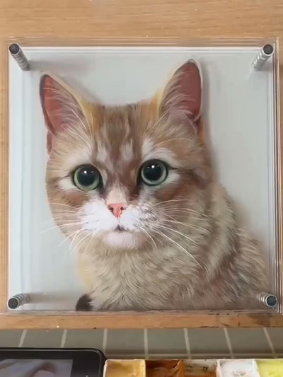 Hand-Drawn Custom 3D Layered Pet Portrait