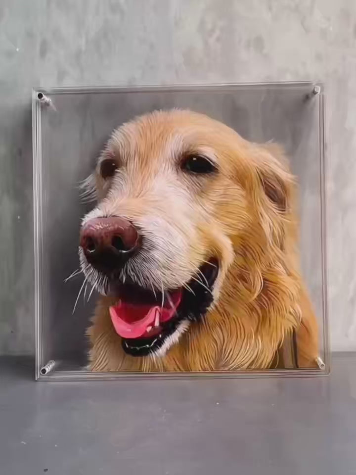 Hand-Drawn Custom 3D Layered Pet Portrait