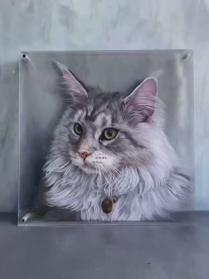Load video: Hand-Drawn Custom 3D Layered Pet Portrait