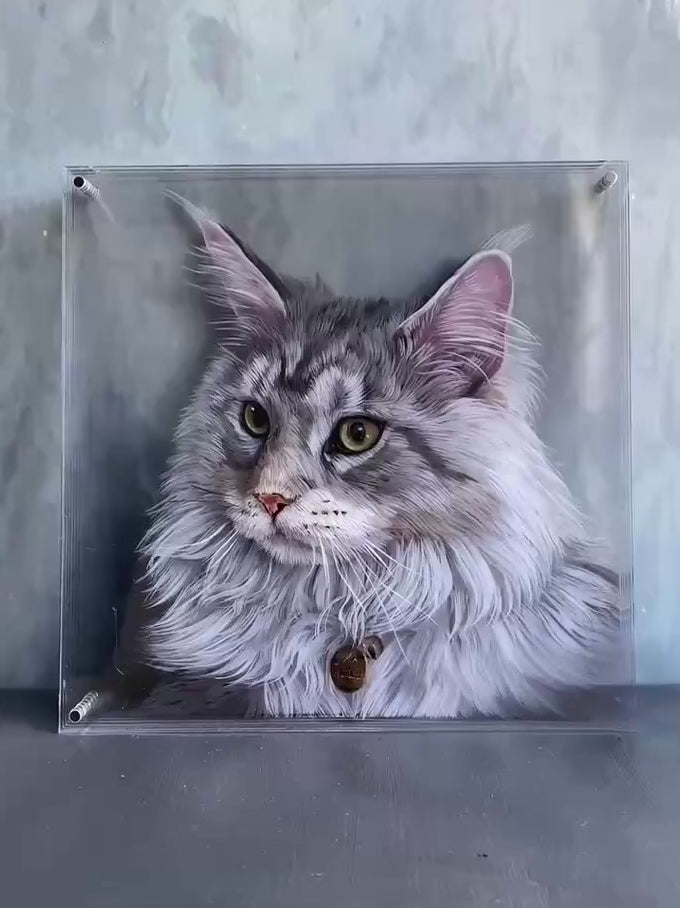 Load video: Hand-Drawn Custom 3D Layered Pet Portrait