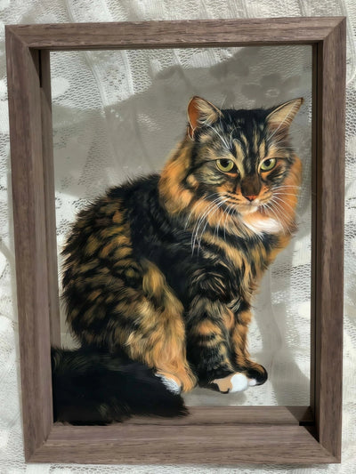 Hand-Painted Custom Pet Portrait on Glass